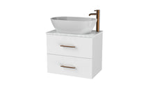 Load image into Gallery viewer, Haro 600mm Wall Hung 2 Drawer Bathroom Vanity Unit with Concrete Counter Top - Gloss White