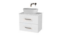 Load image into Gallery viewer, Haro 600mm Wall Hung 2 Drawer Bathroom Vanity Unit with Concrete Counter Top - Gloss White
