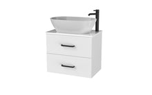 Load image into Gallery viewer, Haro 600mm Wall Hung 2 Drawer Bathroom Vanity Unit with White Counter Top - Gloss White