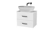 Load image into Gallery viewer, Haro 600mm Wall Hung 2 Drawer Bathroom Vanity Unit with White Counter Top - Gloss White