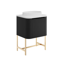 Load image into Gallery viewer, Linea Curved Bathroom 900mm Fluted Door Wall Hung Vanity, Optional Brass Legs - Black