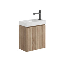 Load image into Gallery viewer, 400mm Linea Wall Hung Fluted Cloakroom Vanity - Flute Oak