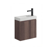 Load image into Gallery viewer, 400mm Wall Hung Fluted Cloakroom Vanity - Walnut