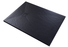 Load image into Gallery viewer, 1400 x 800mm Polymer Slate Effect 30mm Low Profile Shower Tray Level 3 Anti-Slip - Black