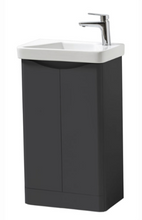 Load image into Gallery viewer, Tenby 500 x 290mm Shallow Cloakroom Floor Vanity Unit with Basin - Matt Grey