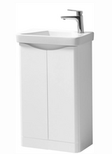 Load image into Gallery viewer, Tenby 500 x 290mm Shallow Cloakroom Floor Vanity Unit with Basin - Silk White