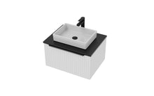 Load image into Gallery viewer, Vigo Fluted 600mm 1 Draw Wall Hung Bathroom Vanity Unit & Colour Countertop - Matt White