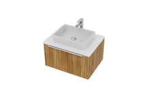 Load image into Gallery viewer, Vigo Fluted 600mm 1 Draw Wall Hung Bathroom Vanity Unit & Colour Countertop - Driftwood Oak