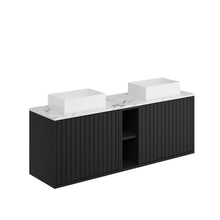 Load image into Gallery viewer, Alfie 1400mm Fluted Cabinet with Open Storage Door Wall Hung Vanity - Matt Black