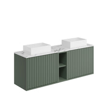 Load image into Gallery viewer, Alfie 1400mm Fluted Cabinet with Open Storage Door Wall Hung Vanity - Reed Green