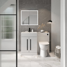 Load image into Gallery viewer, 600mm 2 Door Bathroom Complete Vanity Unit Set, Basin & 500mm WC Unit, WC, Tap - White Gloss/Black