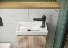 Load image into Gallery viewer, 400mm Linea Wall Hung Fluted Cloakroom Vanity - Flute Oak