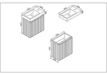 Load image into Gallery viewer, 400mm Linea Wall Hung Fluted Cloakroom Vanity - Flute Oak