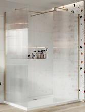 Load image into Gallery viewer, 1200mm 8mm Single Wet Room Fluted Glass 2000mm High Panel with Support Arm -