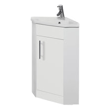 Load image into Gallery viewer, Vares-A 400mm Bathroom Floor Mounted Corner Vanity Cabinet & Ceramic Basin - 40cm White Gloss