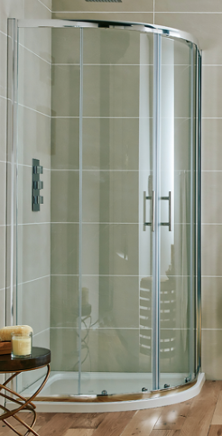 Quadrant Shower Set: Glass 800mm Double Door Quadrant Shower Enclosures 6mm - 800mm Quad Tray - Exposed Shower - Chrome