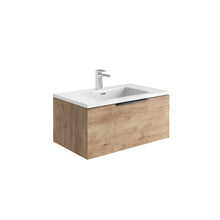 Load image into Gallery viewer, Scudo Ambience 800mm Wall Hung LED Cabinet Vanity & Basin - Rustic Oak