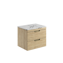 Load image into Gallery viewer, Aubrey Bathroom 600mm Wall Hung Vanity with Counter Top & Basin - Davos Oak