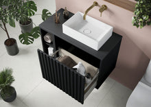 Load image into Gallery viewer, Alfie Bathroom 800mm Fluted Wall Hung Vanity - Matt Black
