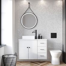 Load image into Gallery viewer, 600mm Matt Black Round Strapped Belini LED Bathroom Mirror