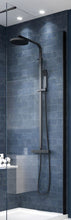 Load image into Gallery viewer, 8mm Single Wetroom Black Framed Panel with Black Support Arm. 275mm -1200mm