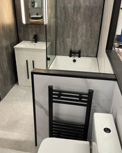 Load image into Gallery viewer, Full Bathroom Package: 1700 L Shape Bath - Vanity, Taps, WC - Black.
