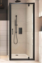 Load image into Gallery viewer, Scudo 900mm Black Pivot Glass Shower Door 6mm Enclosures - Optional Side Panel