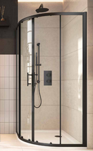 Load image into Gallery viewer, Black Quadrant Shower Set: Glass 900mm Black Double Door Shower Enclosures - Shower Tray - Exposed Shower -
