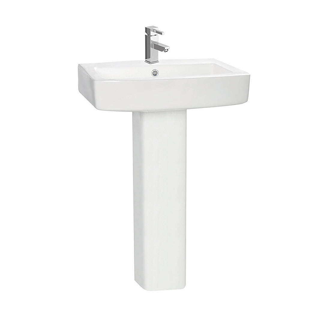 Vola Square Bathroom Sink Basin & Pedestal  570mm 1 Tap Hole - White