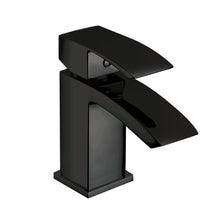 Load image into Gallery viewer, 900mm L Shape Bathroom Set Complete Black Set, Vanity, Basin, WC, Cistern Pack & Black Tap - White Gloss