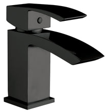 Load image into Gallery viewer, Square Black - Bathroom Suite. Single End Bath 1700 x 700mm, Basin & Pedestal , WC & Seat, Chrome Shower, Taps