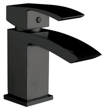 Load image into Gallery viewer, Square Black - Bathroom Suite. Single End Bath 1700 x 700mm, 600mm Vanity & Basin, WC & Seat, Chrome Shower, Taps