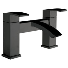 Load image into Gallery viewer, Square Black - Bathroom Suite. Single End Bath 1700 x 700mm, Basin & Pedestal , WC & Seat, Chrome Shower, Taps
