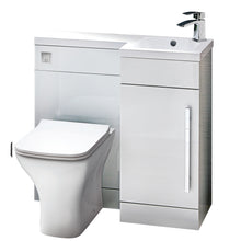Load image into Gallery viewer, Complete Combination Set: Lili 900mm L Shape Furniture Pack Bathroom Unit, Basin, BTW Pan, Cistern Pack, Chrome Tap - Gloss White