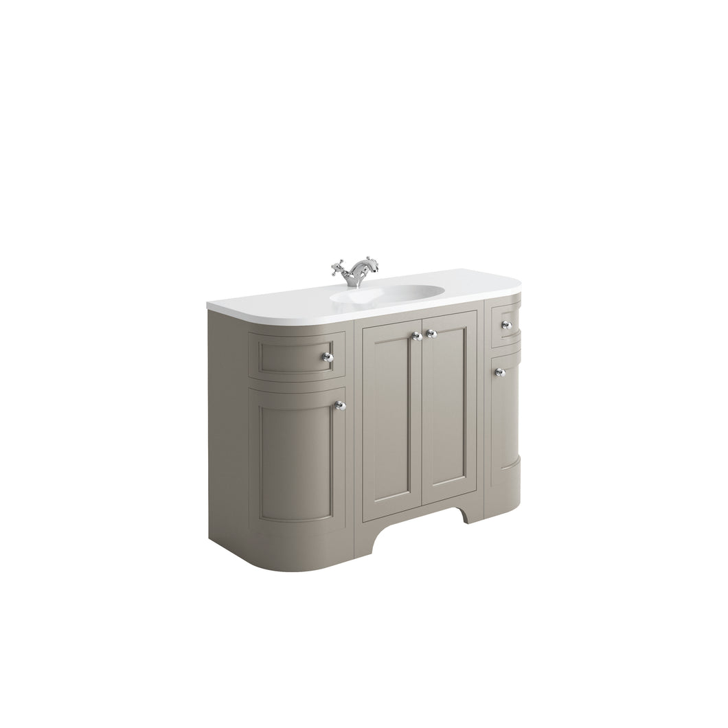 Freshwater Wick Curved 120cm Traditional Bathroom Furniture Floor Single Undermount Vanity Cabinet  - Light Grey