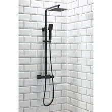 Load image into Gallery viewer, Square Black - Bathroom Suite. Single End Bath 1700 x 700mm, 600mm Vanity & Basin, WC & Seat, Chrome Shower, Taps