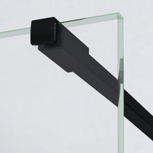 Load image into Gallery viewer, 8mm Single Wetroom Black Framed Panel with Black Support Arm. 275mm -1200mm