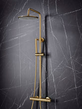Load image into Gallery viewer, Desire Bathroom Round Knurled Exposed Showers with Rigid Riser & Handset -Brushed Brass