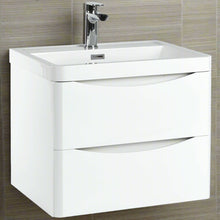 Load image into Gallery viewer, Aragon 600mm Wall Hung 2 Drawer Bathroom Vanity unit with Basin - Matt White