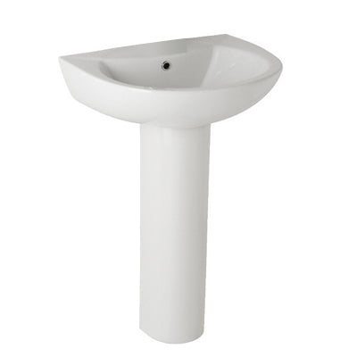 Round Bathroom Sink Basin & Pedestal 545mm 1 Tap Hole White