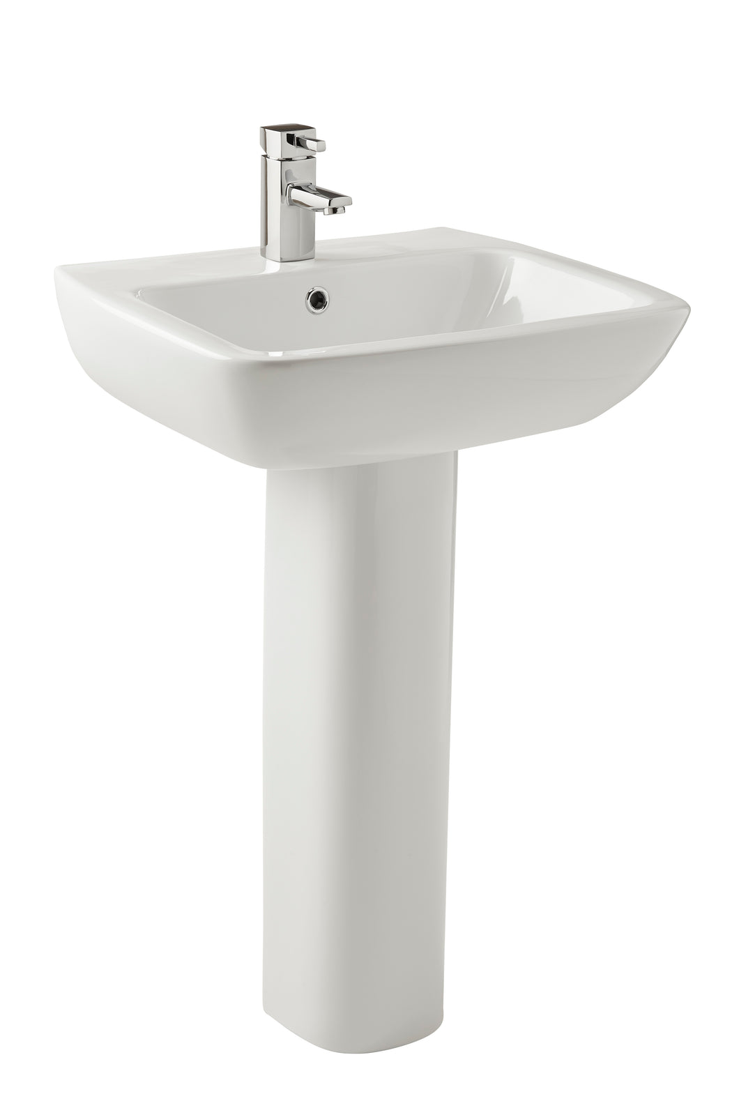 Vares-A Bathroom Sink Basin & Pedestal  550mm 1 Tap Hole - White