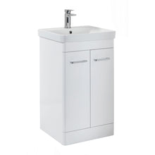 Load image into Gallery viewer, 600mm Eve Bathroom Vanity Floor Unit Cabinet with Basin. Gloss White -  Chrome or Brushed Brass fittings