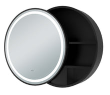Load image into Gallery viewer, Vares-A Lili 60cm Round Mirror LED Single Sliding Door Storage Cabinet - Black
