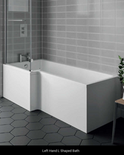 Load image into Gallery viewer, Full Bathroom Package: 1700 L Shape Bath - Vanity, Black Basin, Taps, WC - Black.