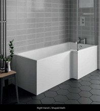 Load image into Gallery viewer, Full Bathroom Package: 1700 L Shape Bath - Vanity, Taps, WC - Black.