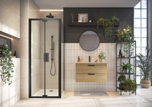 Load image into Gallery viewer, 900mm Black BiFold Glass Shower Door 6mm Enclosures - Optional Side Panel
