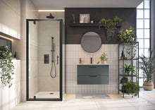 Load image into Gallery viewer, Scudo 900mm Black Pivot Glass Shower Door 6mm Enclosures - Optional Side Panel