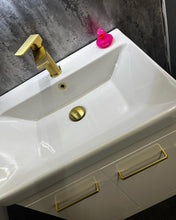 Load image into Gallery viewer, 600mm Eve Bathroom Vanity Floor Unit Cabinet with Basin. Gloss White -  Chrome or Brushed Brass fittings