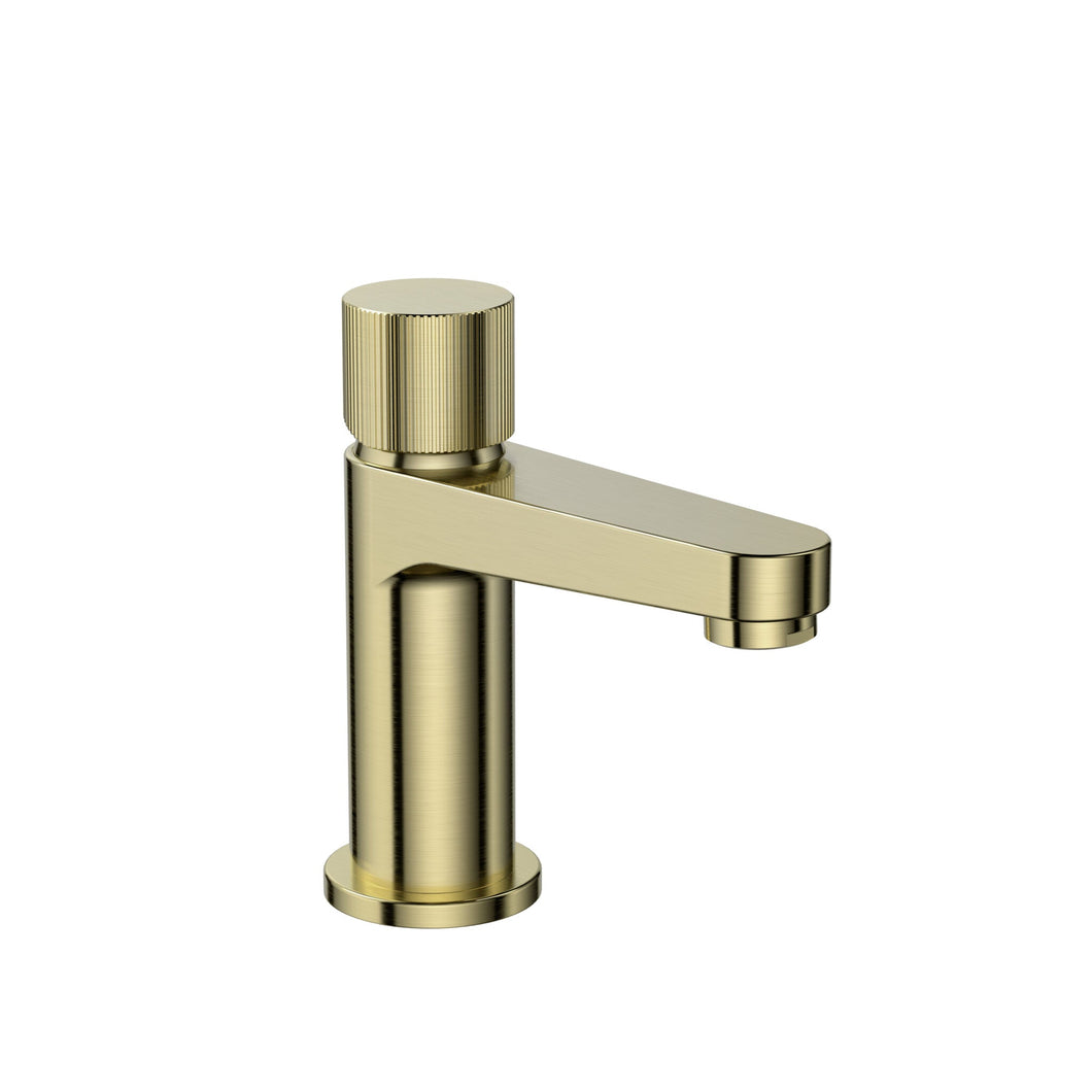 Desire Bathroom Fluted Mono Lever Basin Taps - Brushed Brass