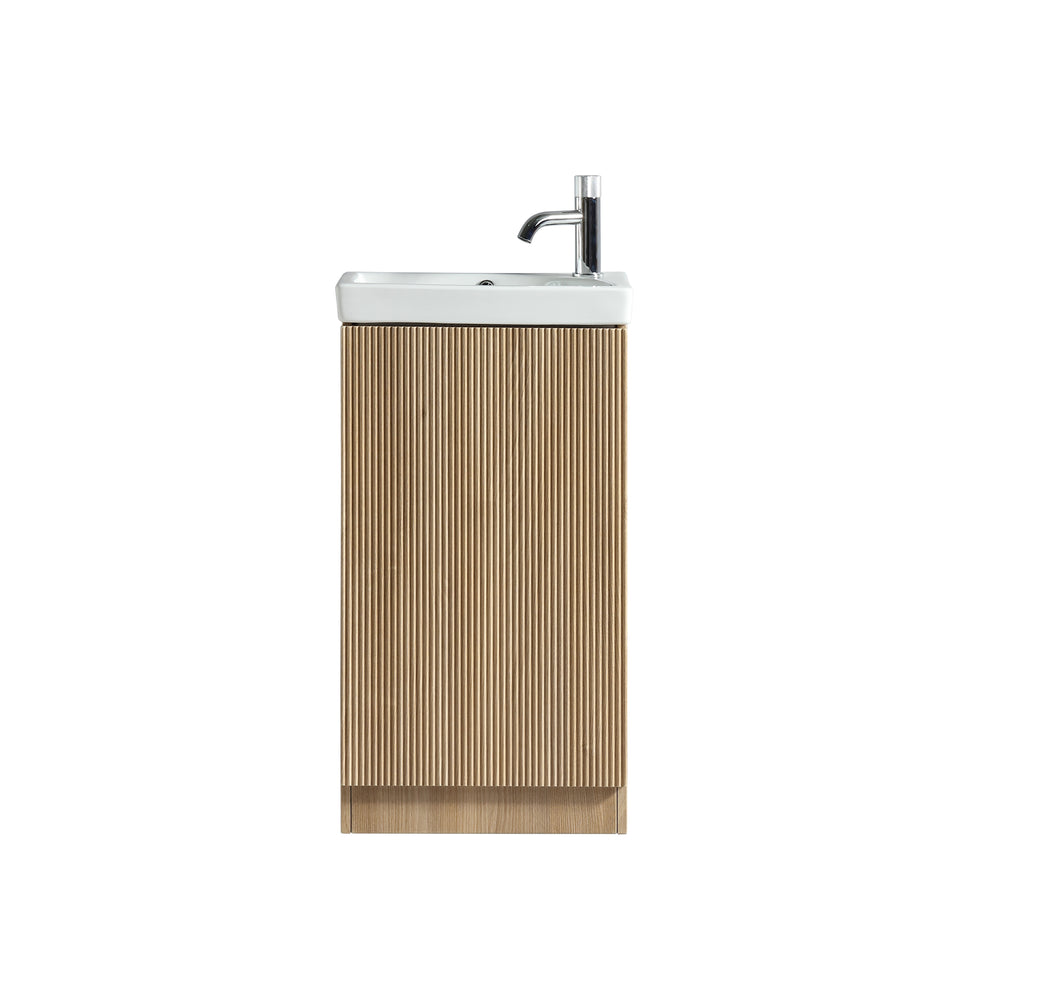 Mercede - Flute Cloakroom 460 x 295mm Fluted handless Bathroom Vanity - Dawn Oak